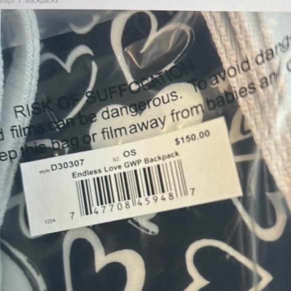 Brighton Endless Love Black and White Heart Pattern Backpack - NEW - Picture 6 of 11